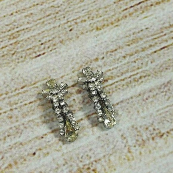 Women White/Clear Beads Necklace &  Silver Color Clips Earrings Set Gift for Her - Picture 10 of 12